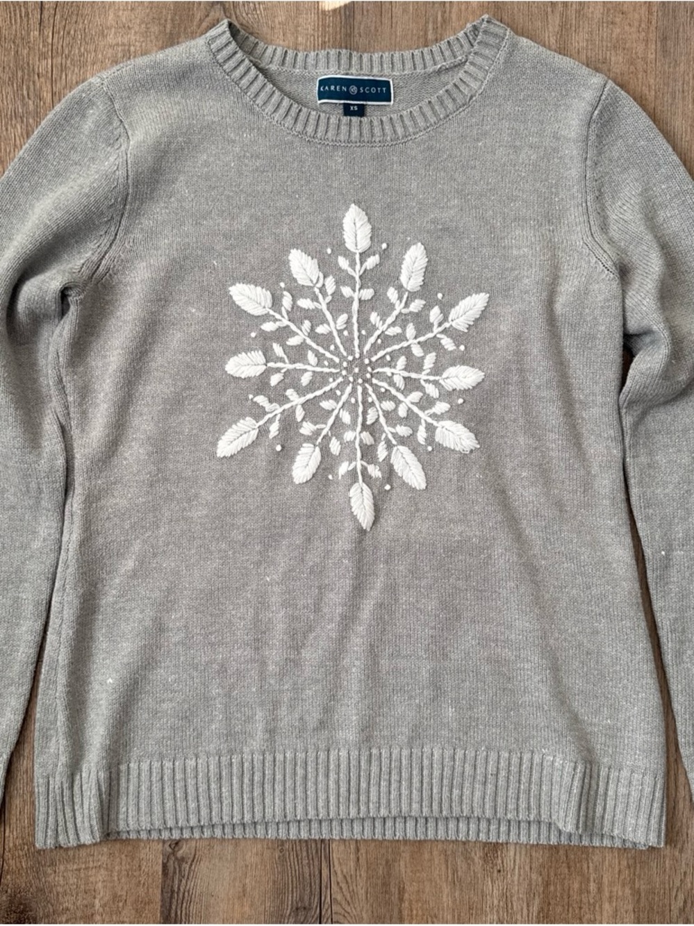 Karen Scott Embroidered Snowflake Crewneck Sweater